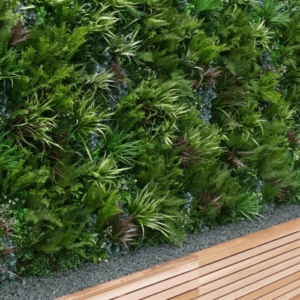 A Vistafolia artificial green wall installation on a garden fence