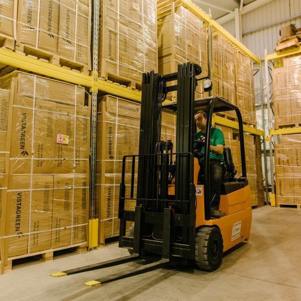 Warehouse with forklift