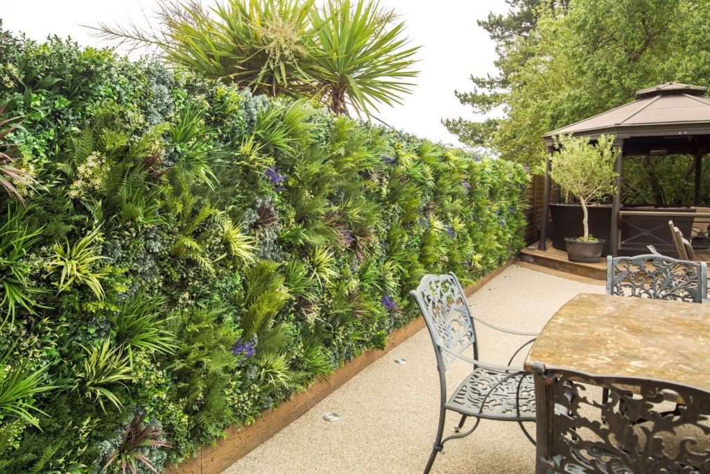 real-looking plant wall in Derbyshire garden