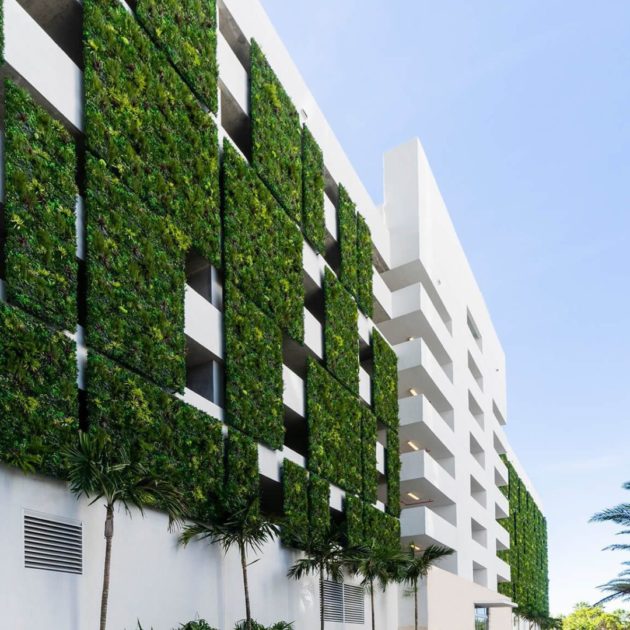 The Harbour with artificial green wall panels