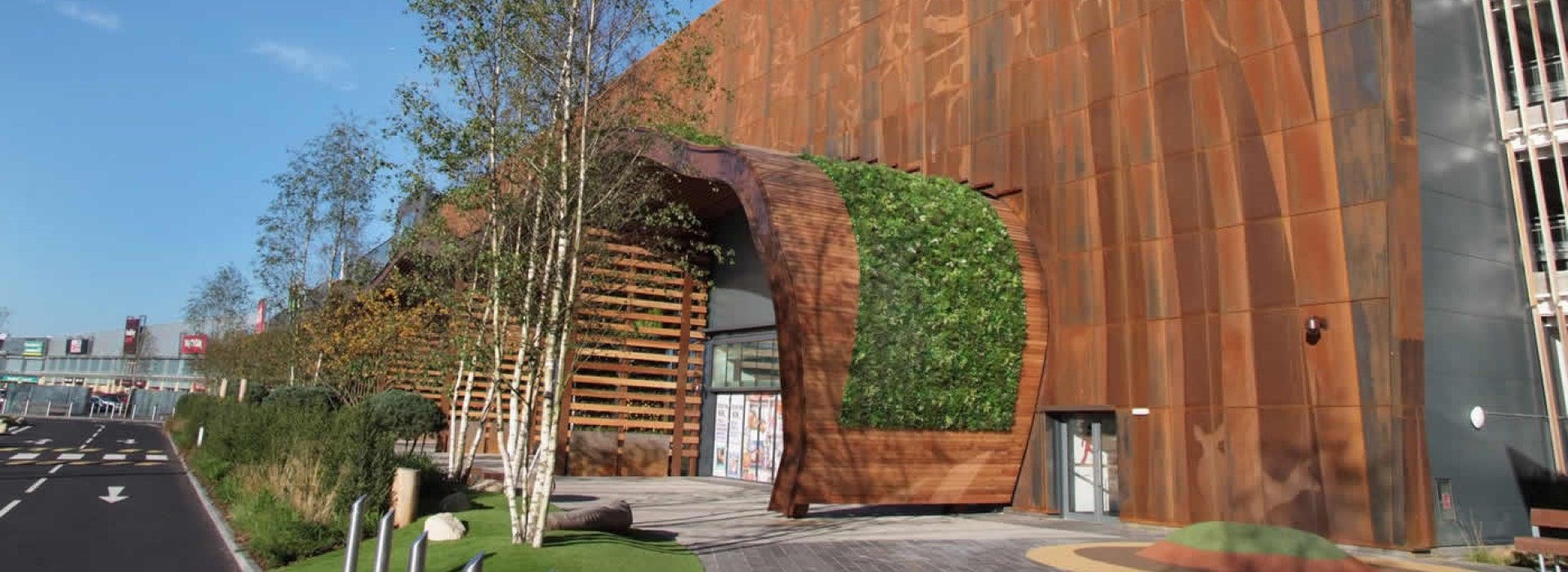 Shopping Mall Green Wall in Glasgow, Scotland, UK