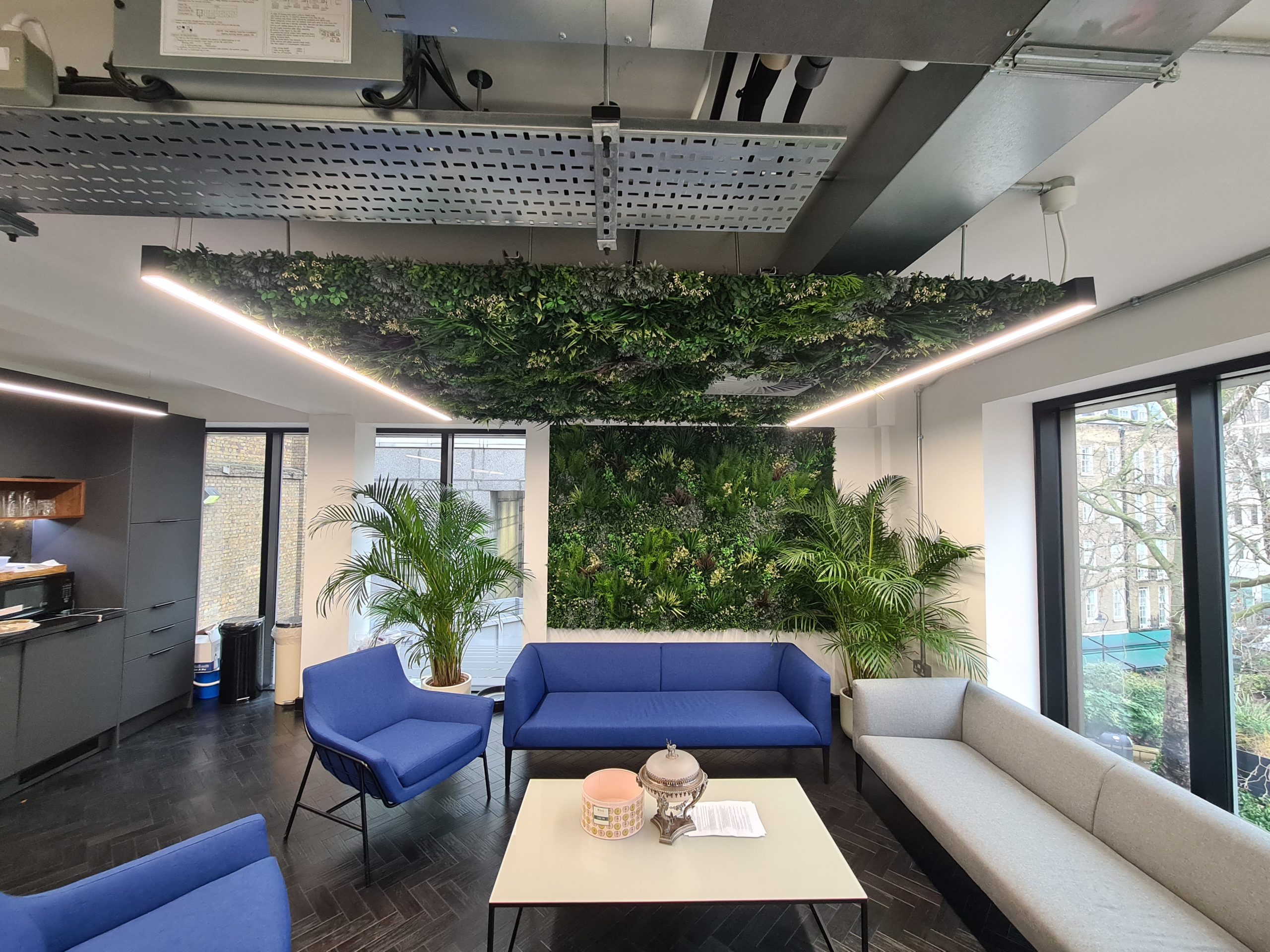 Artificial Living Green Ceiling Install in London Shop