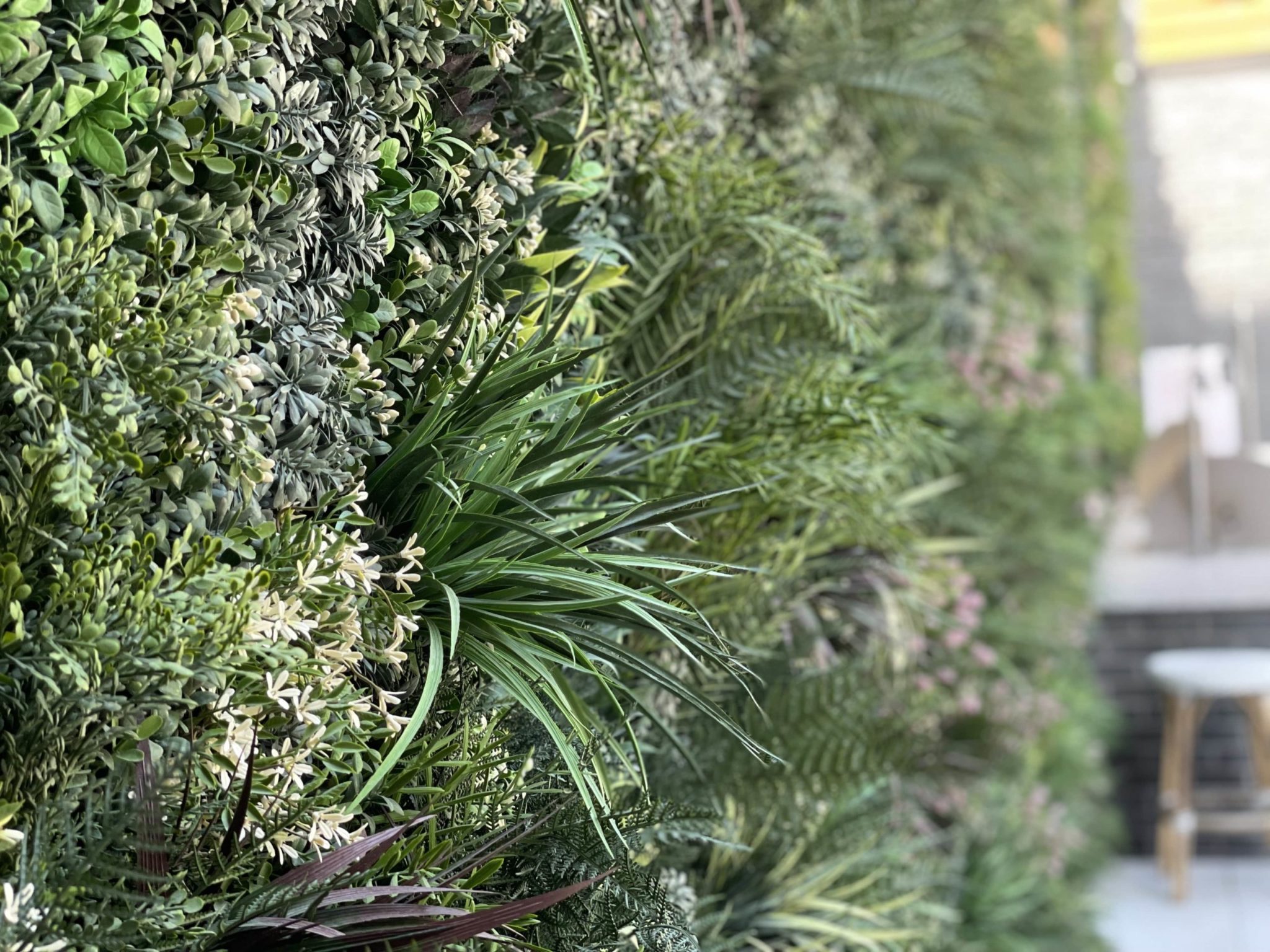 Small artificial plant wall in the living area