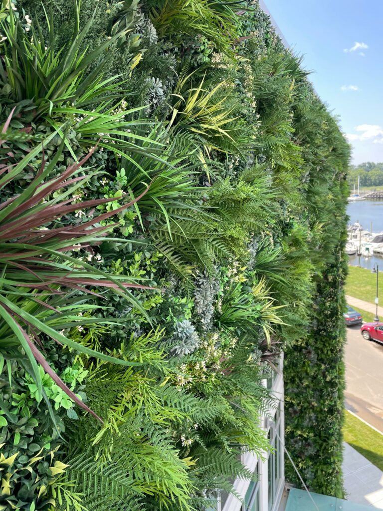 Close-up of an artificial green wall