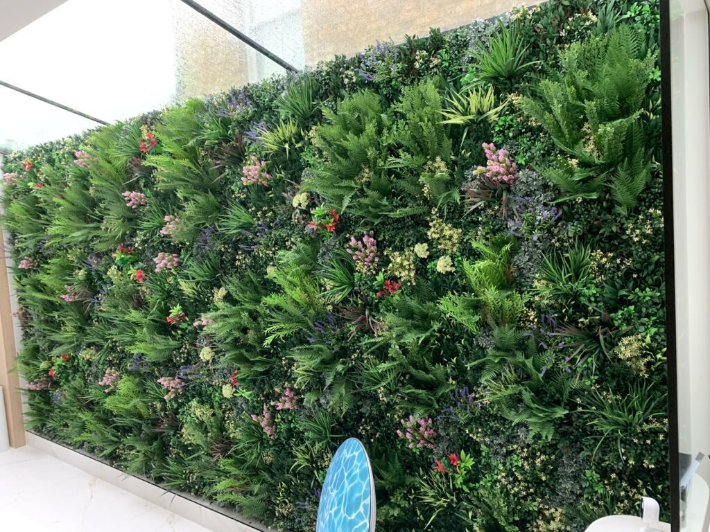 An artificial green wall in a private residence in Fulham