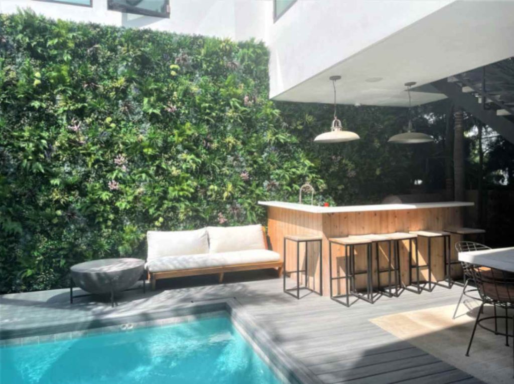 Poolside Faux Green Wall Installation