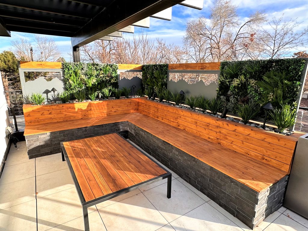 A rooftop garden green wall in Denver, Colorado